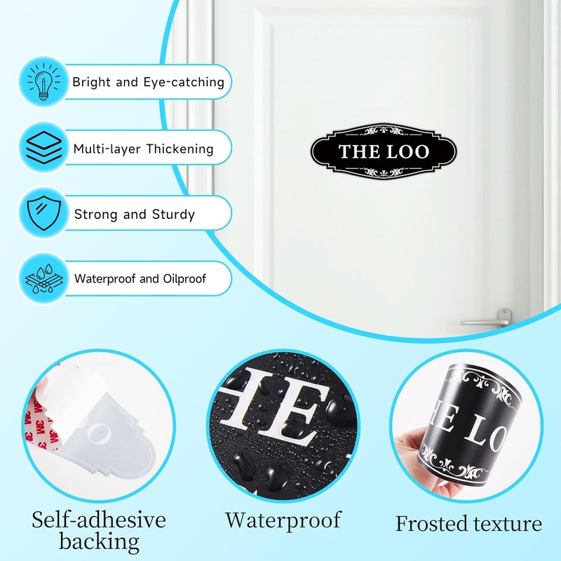 LUHIMO The Loo Sign for Bathroom Decoration, Self-adhesive Funny Bathroom&Restroom Sticker Decor for House, Home,Office,Shop Door（Black） - Image 3